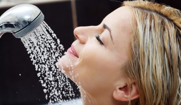 Beautiful woman taking a shower.