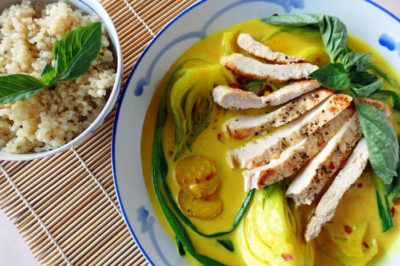 Grilled chicken with bok choy