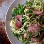 Zucchini noodle salad with steak