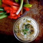 Artichoke hummus with vegetable crudités and gluten-free crackers