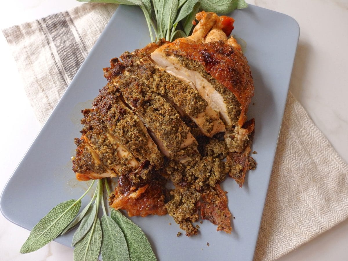 Roast Turkey with Sage Pesto