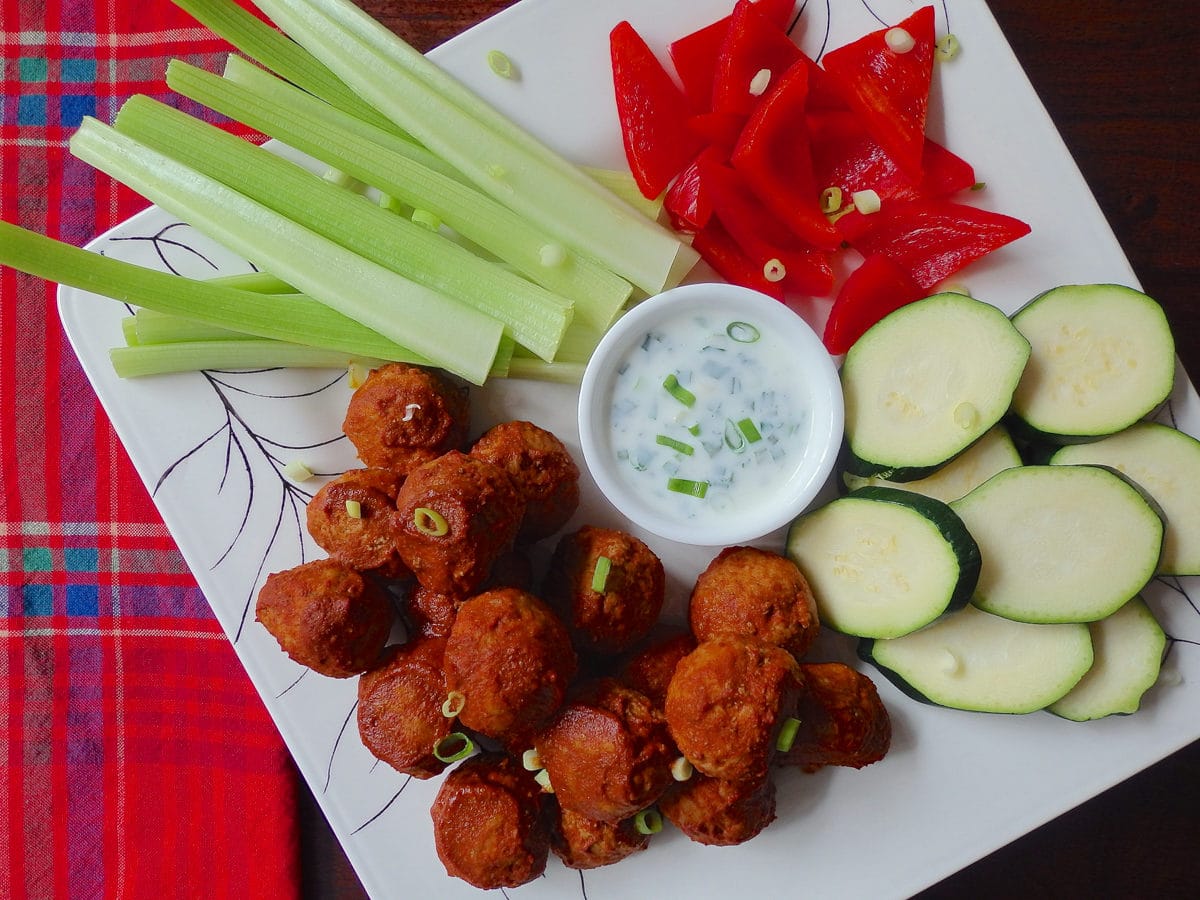 These Buffalo Turkey Meatballs are low in carbs, gluten-free, and full of flavor!