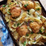 Sheet pan chicken with cabbage and green apples